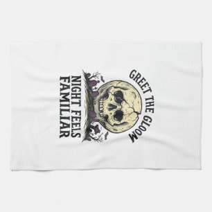 Linge De Cuisine Chemise graphique de crâne de lune effrayant Hallo