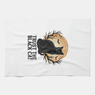 Linge De Cuisine Chemise Halloween Chat Noir Vintage Lune Sombre Ch