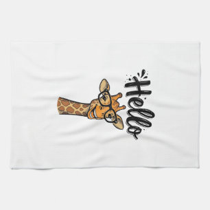 Linge De Cuisine Chemise Hello Giraffe Gravure Vintage Animal Migno
