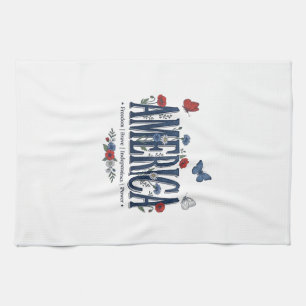 Linge De Cuisine Chemise patriotique papillon floral Vintage Americ