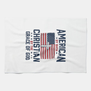 Linge De Cuisine Chemise Vintage Croix du Drapeau Chrétien Américai