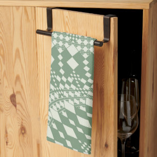 Linge De Cuisine Chèques déformées en vert