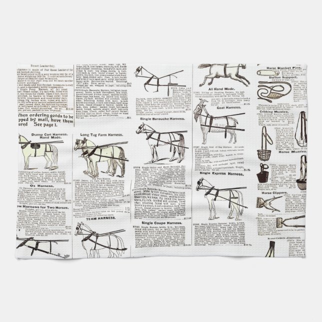 Linge De Cuisine Cheval Antique Publicité Journal Art (Horizontal)