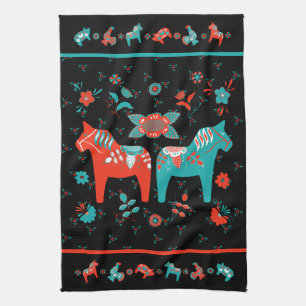Linge De Cuisine Cheval Dala folklorique suédois