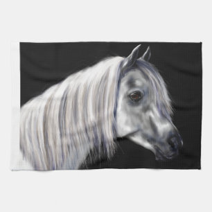 Linge De Cuisine Cheval d'Arabe de gris argenté