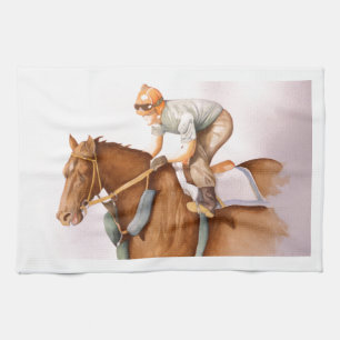 Linge De Cuisine Cheval de course et Jockey