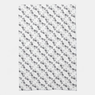 Linge De Cuisine Cheval de Dala noir et blanc Dala