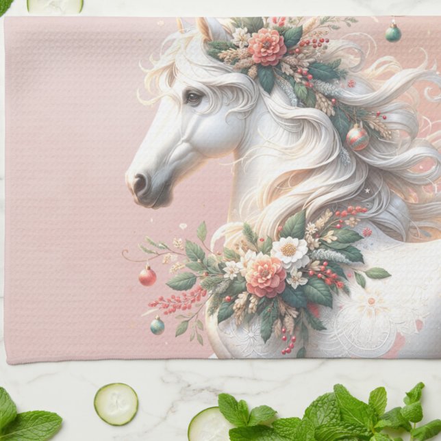 Linge De Cuisine Cheval de Noël magique (Enjoy this Festive Christmas design! )