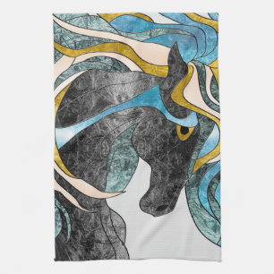 Linge De Cuisine Cheval de Verre Abstrait - Équine moderne