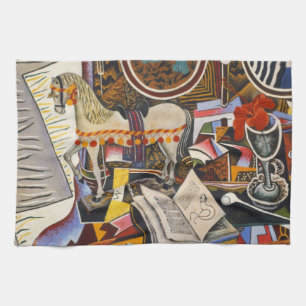 Linge De Cuisine Cheval Pipe Fleur rouge par Joan Miro