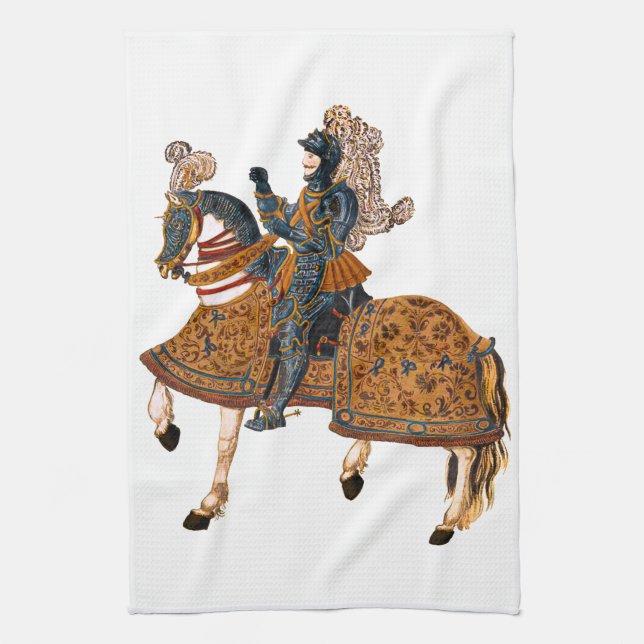 Linge De Cuisine Chevalier médiéval en armure à cheval (Vertical)