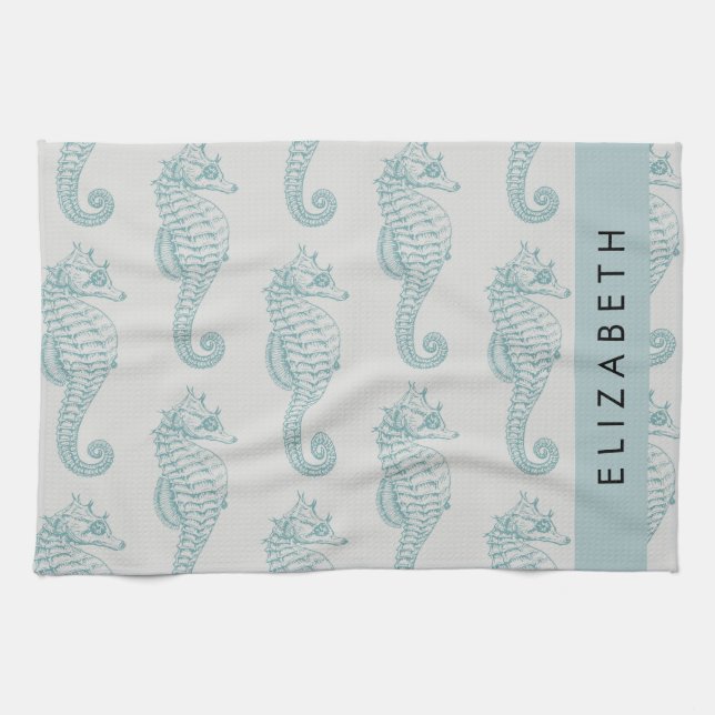 Linge De Cuisine Chevaux de mer tropicaux, Motif hippocampe, Votre  (Horizontal)