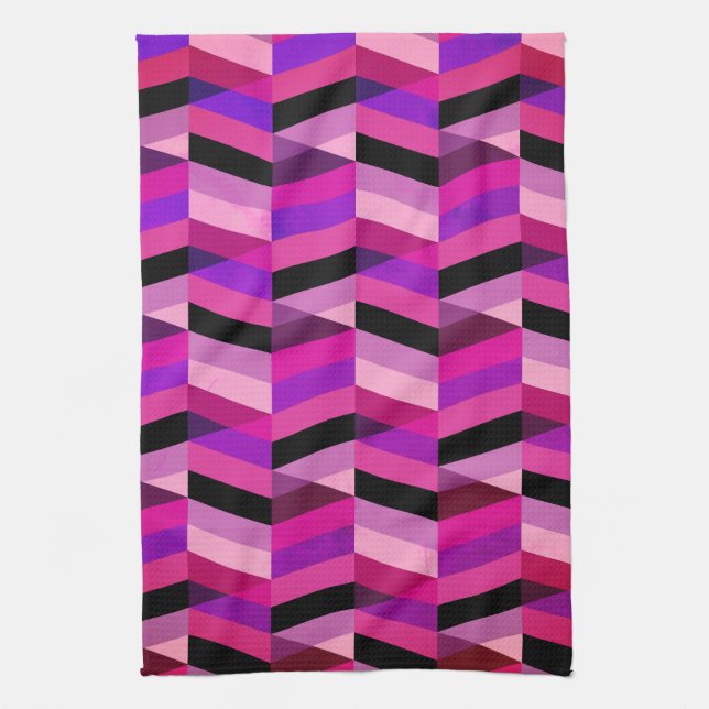 Linge De Cuisine Chevron Abstrait/Herringbone | Purples et violets (Vertical)