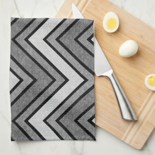 Linge De Cuisine chevron croquis gris et noir