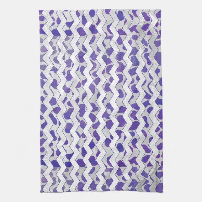 Linge De Cuisine Chevron Dalmatien violet et blanc (Vertical)
