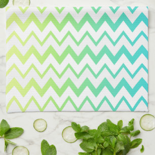 Linge De Cuisine Chevron motif vert turquoise aqua ombre élégant