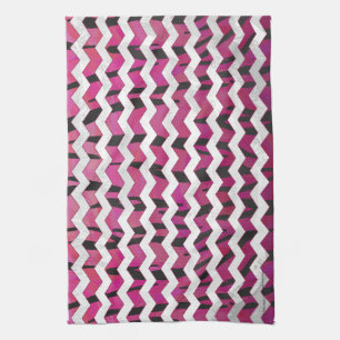 Linge De Cuisine Chevron Tiger rose chaud et noir