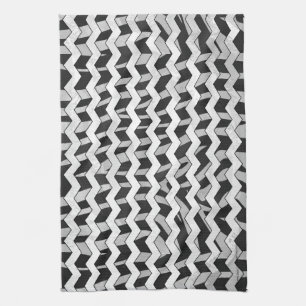 Linge De Cuisine Chevron Zebra noir et gris