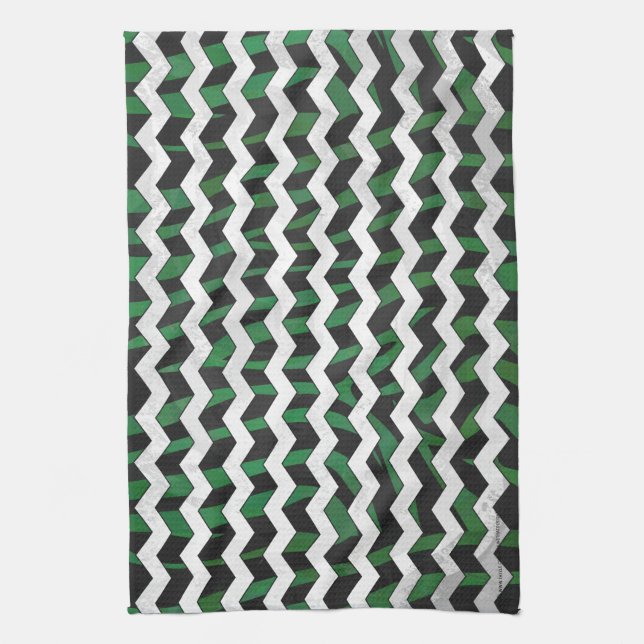 Linge De Cuisine Chevron Zebra noir et vert (Vertical)