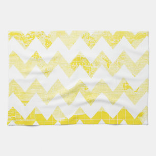 Linge De Cuisine Chevrons jaunes ensoleillés sur une carte jaune