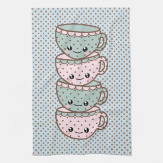 Linge De Cuisine Chibi Dotty Teacup Stack rose et bleu