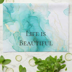 Linge De Cuisine Chic Blanc de Menthe Or Mariage