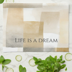 Linge De Cuisine Chic Cream Brown Abstrait