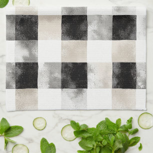 Linge De Cuisine Chic Crème Noir Plaid