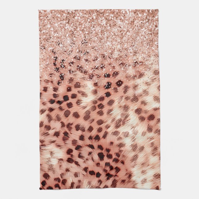 Linge De Cuisine Chic Joli Rose Gold Leopard Parties scintillant Am (Vertical)