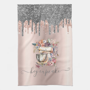 Linge De Cuisine Chic Parties scintillant Argent Drivers Floral Mix