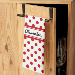 Linge De Cuisine Chic Polka Dot Rouge Blanc Arrière - plan