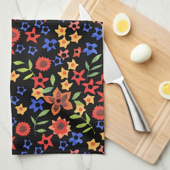 Linge De Cuisine Chic Retro Floral Imprimer Cuisine personnalisée S (Quart Plié)