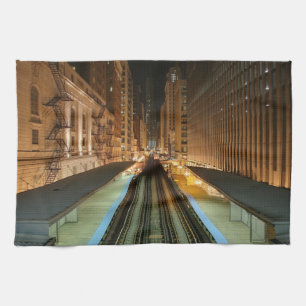 Linge De Cuisine Chicago "L" station la nuit