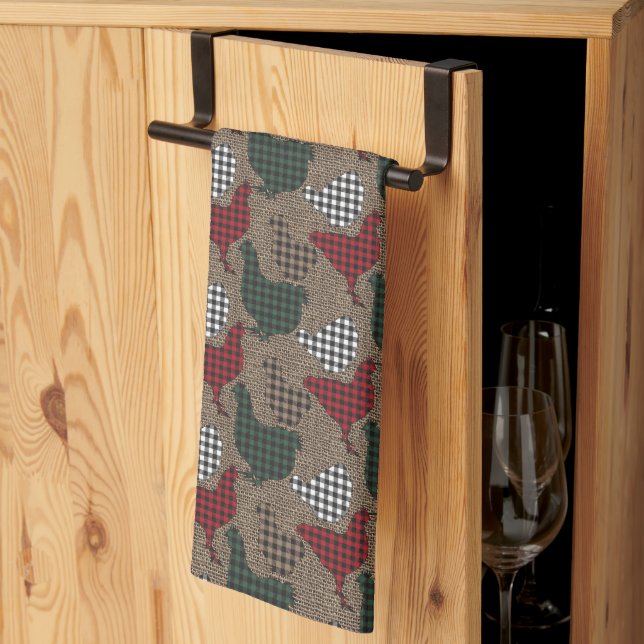 Linge De Cuisine Chicket Plaid Burlap Farmhouse (Pliage en tiers)