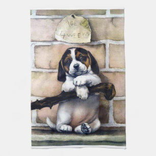 Linge De Cuisine Chien à chiots à vendre jolie illustration vintage