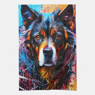 Linge De Cuisine chien Abstrait de couleur de splash