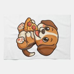 Linge De Cuisine Chien beagle mignon amateurs de pizza pizza dessin