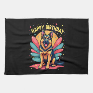 Linge De Cuisine Chien Berger Allemand Joyeux Anniversaire Fête She