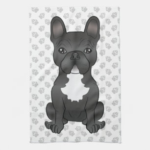 Linge De Cuisine Chien-chien français noir et blanc, caricature Chi