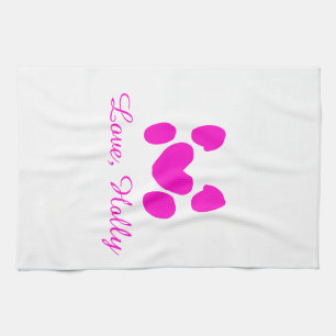 Linge De Cuisine Chien coeur patte rose animal familier ajouter nom