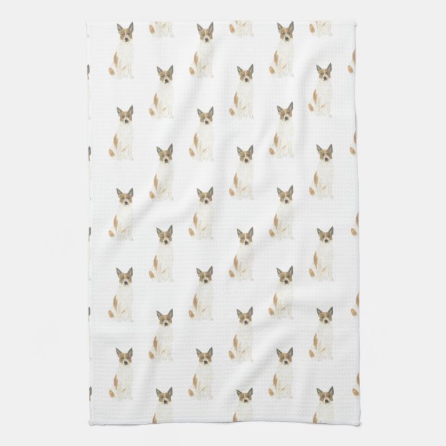 Linge De Cuisine Chien de chien de garde Heeler (Blanc rouge) (Vertical)