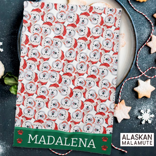 Linge De Cuisine Chien de Noël Alaskan Malamute (Créateur téléchargé)