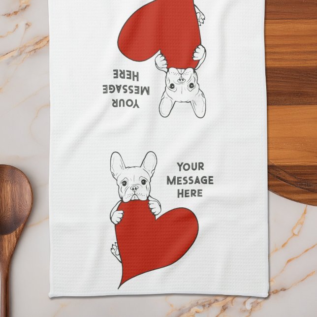 Linge De Cuisine Chien de taureau français mignon personnalisé avec (Créateur téléchargé)