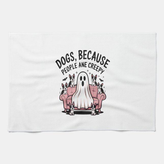Linge De Cuisine Chien d'Halloween effrayant Fantôme effrayant (Horizontal)