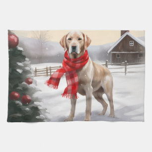 Linge De Cuisine Chien du Labrador à Noël de neige