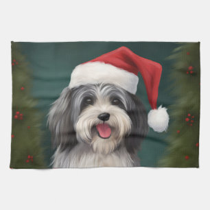 Linge De Cuisine Chien Havanais dans la neige de Noël