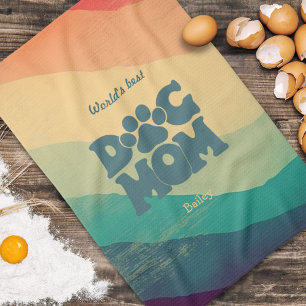 Linge De Cuisine Chien Maman Retro Super Rainbow Personnalisé
