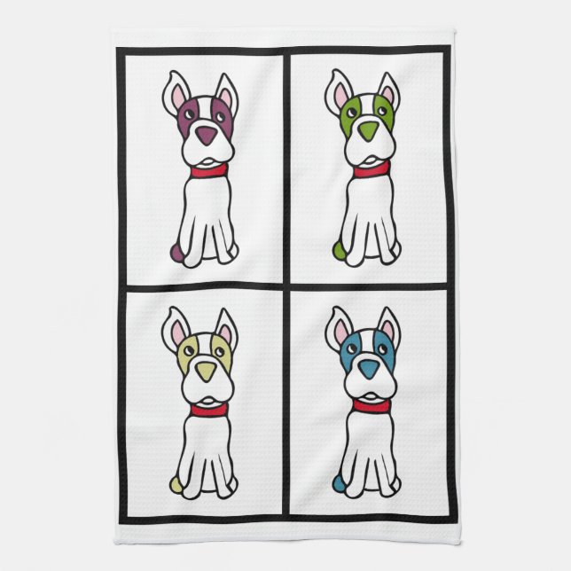 Linge De Cuisine Chien mignon Dishtowel - Boston Terrier (Vertical)