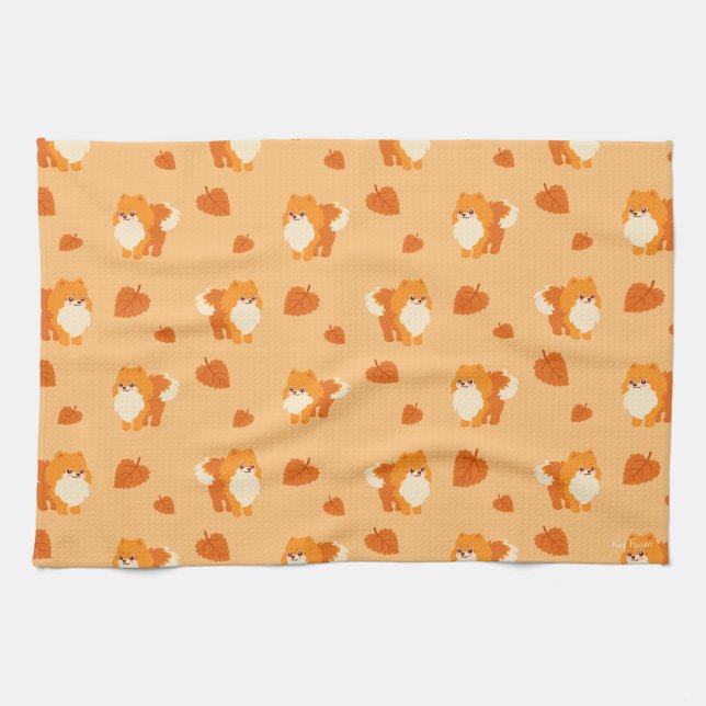 Linge De Cuisine Chien mignon Kawaii Pomeranian (Horizontal)