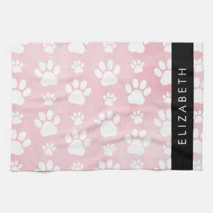 Linge De Cuisine Chien Paws, White Paws, Aquarelles roses, Votre No
